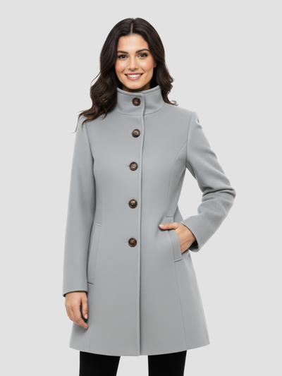 EULENA | ABRIGO DE MUJER CUELLO ALTO – ELEGANCIA LIMPIA Y ABRIGO LIGERO