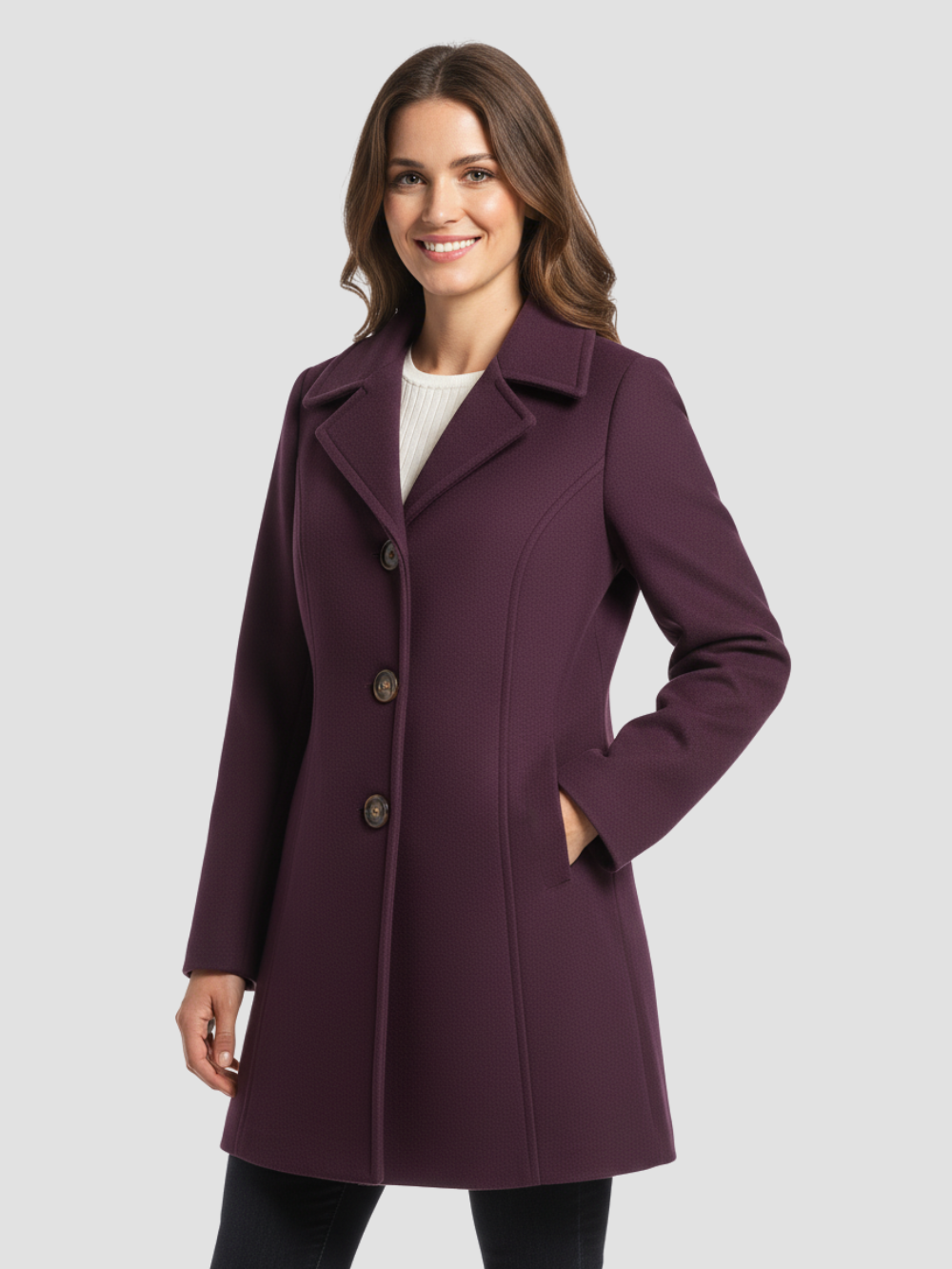 EULENA | ABRIGO DE MUJER CUELLO ALTO – ELEGANCIA LIMPIA Y ABRIGO LIGERO