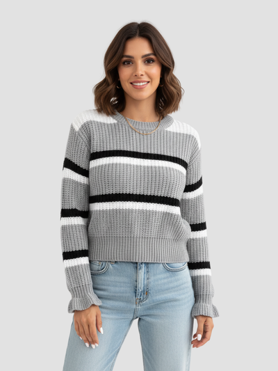 SORIELLE | SUÉTER DE PUNTO A RAYAS PARA MUJER – COMODIDAD SUAVE Y ESTILO DIARIO