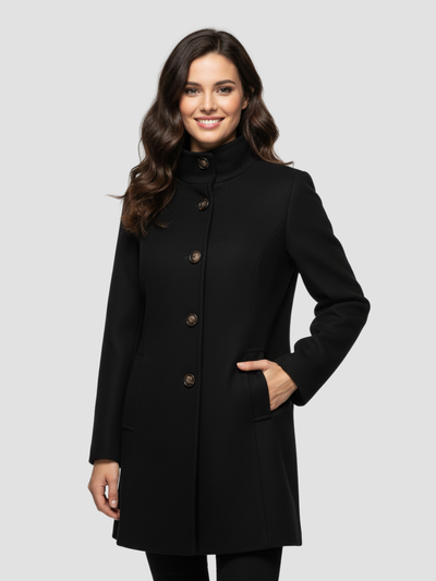 EULENA | ABRIGO DE MUJER CUELLO ALTO – ELEGANCIA LIMPIA Y ABRIGO LIGERO