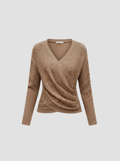 MARISEL | SUÉTER DE MANGA LARGA CON PERLAS – ENCANTO ENVOLVENTE Y CAÍDA ESBELTA