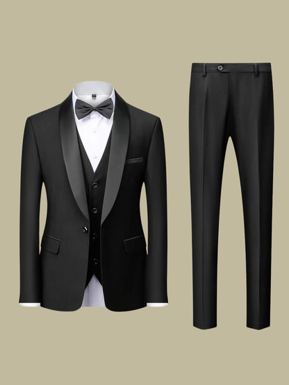 LEANDRO | TRAJE DE HOMBRE | SOLAPA SATINADA Y CORTE IMPECABLE