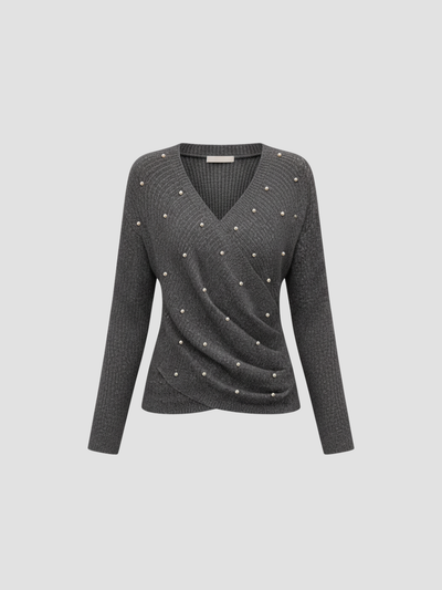 MARISEL | SUÉTER DE MANGA LARGA CON PERLAS – ENCANTO ENVOLVENTE Y CAÍDA ESBELTA