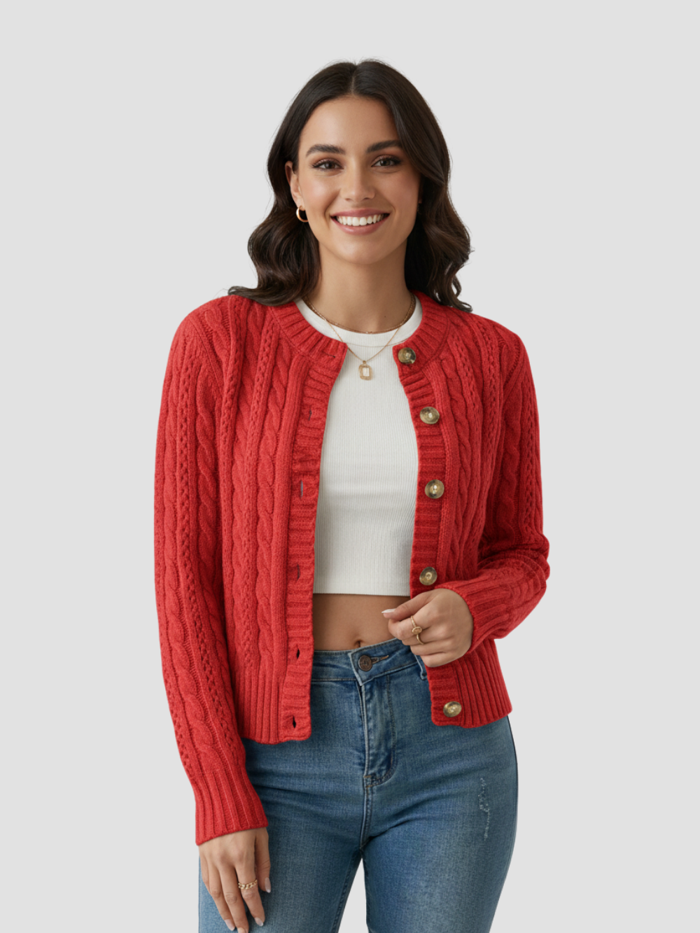 SOFÍA | CÁRDIGAN DE MUJER | PUNTO TRENZADO Y ELEGANCIA CLÁSICA