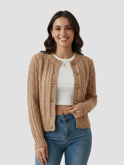 SOFÍA | CÁRDIGAN DE MUJER | PUNTO TRENZADO Y ELEGANCIA CLÁSICA