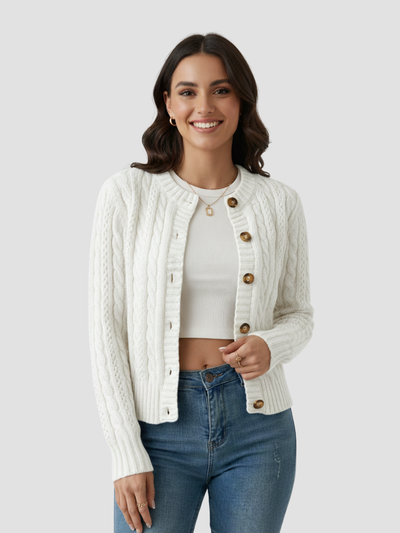 SOFÍA | CÁRDIGAN DE MUJER | PUNTO TRENZADO Y ELEGANCIA CLÁSICA
