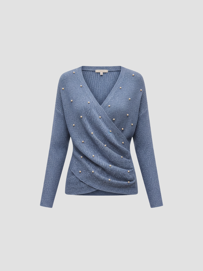 MARISEL | SUÉTER DE MANGA LARGA CON PERLAS – ENCANTO ENVOLVENTE Y CAÍDA ESBELTA