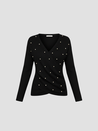 MARISEL | SUÉTER DE MANGA LARGA CON PERLAS – ENCANTO ENVOLVENTE Y CAÍDA ESBELTA