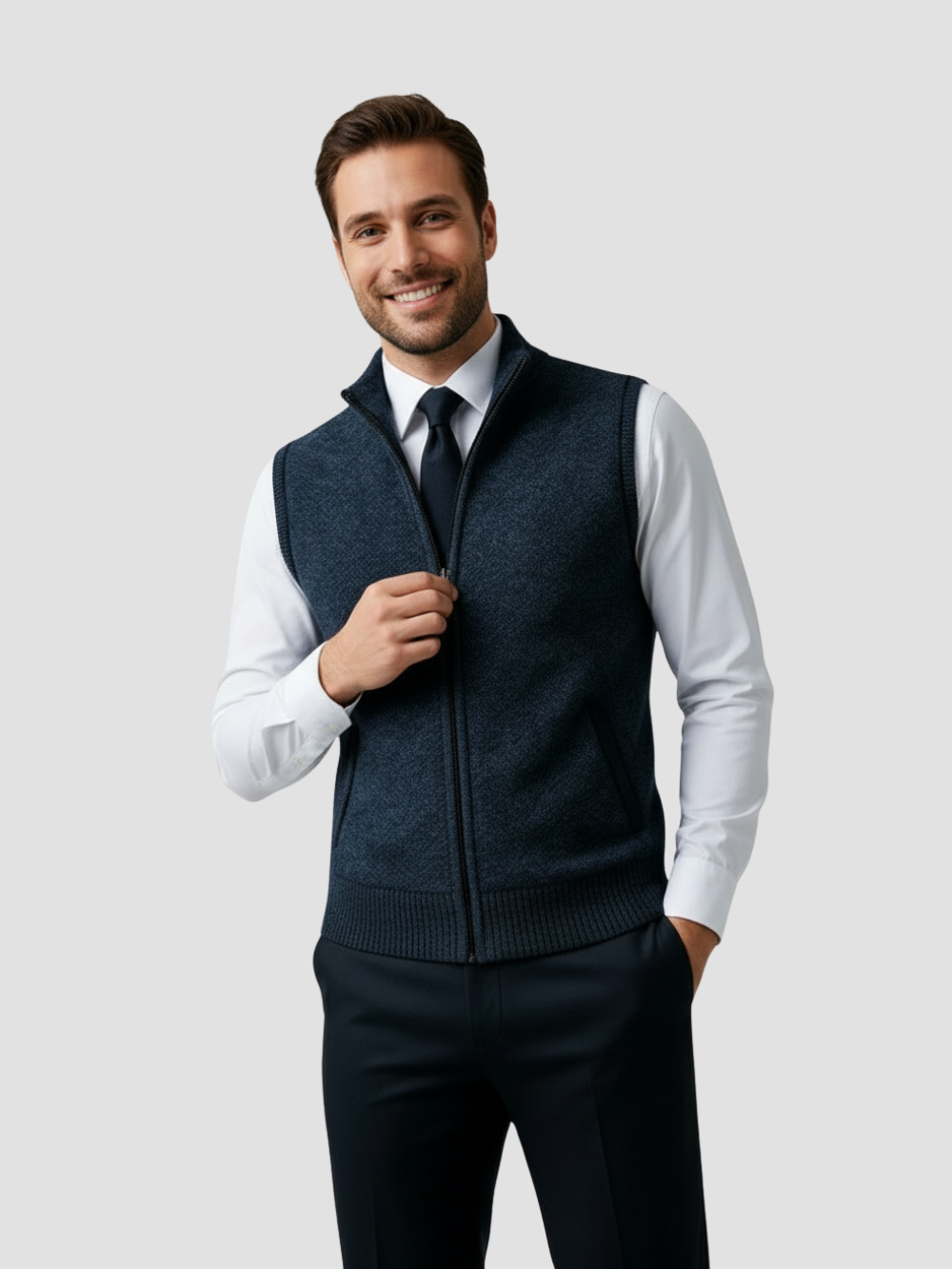 ULLOA | CHALECO DE PUNTO CON CREMALLERA | FUNCIONALIDAD MODERNA