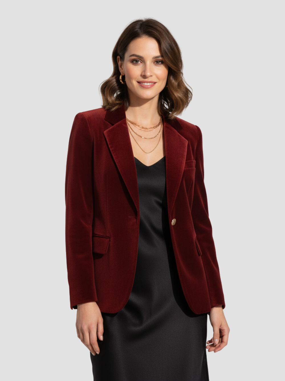 VALENTISSE | BLAZER DE TERCIOPELO PARA MUJER – ESTRUCTURA LUJOSA Y CHIC ATEMPORAL