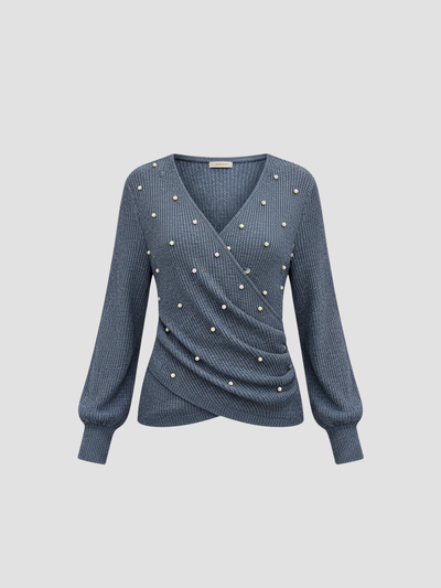 MARISEL | SUÉTER DE MANGA LARGA CON PERLAS – ENCANTO ENVOLVENTE Y CAÍDA ESBELTA