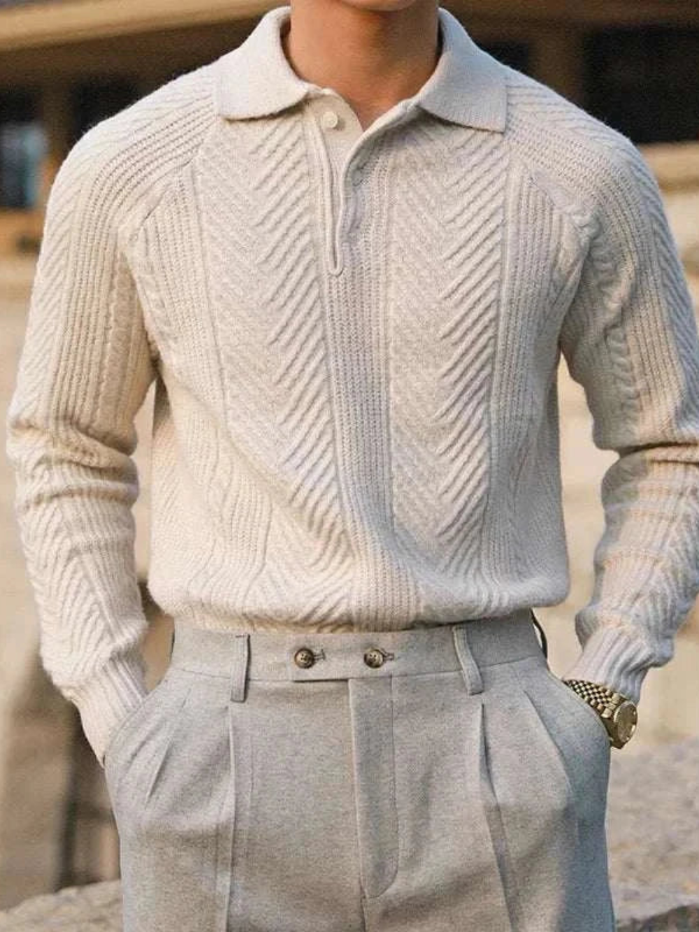 QUIROGA | POLO DE PUNTO | ESTILO CLÁSICO CON PATRÓN