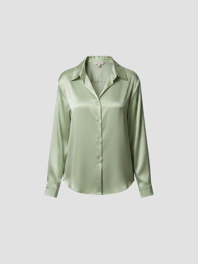 SOLENNE | BLUSA DE SATÉN PARA MUJER – ELEGANCIA ATEMPORAL CON ACABADO LUMINOSO