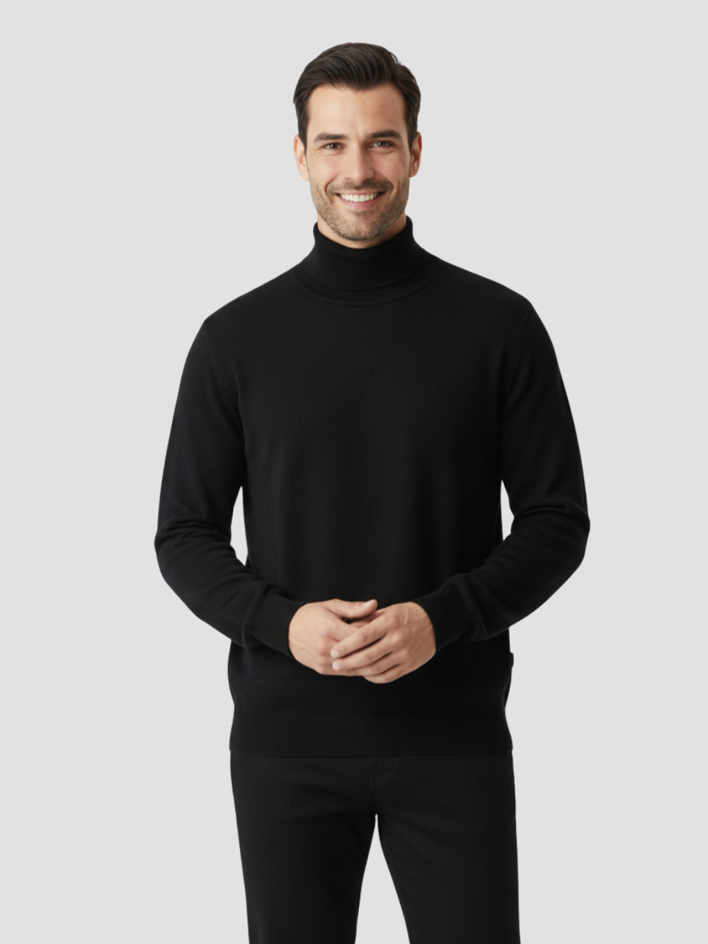 SAÚL | JERSEY DE CUELLO ALTO | LOOK MINIMALISTA Y VERSÁTIL