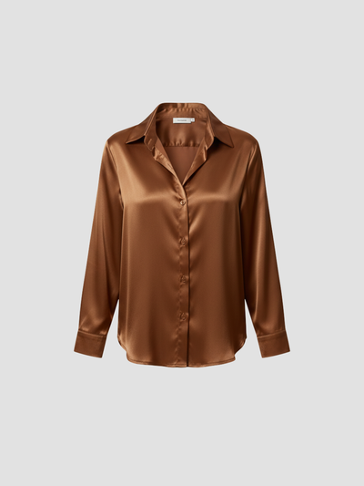 SOLENNE | BLUSA DE SATÉN PARA MUJER – ELEGANCIA ATEMPORAL CON ACABADO LUMINOSO