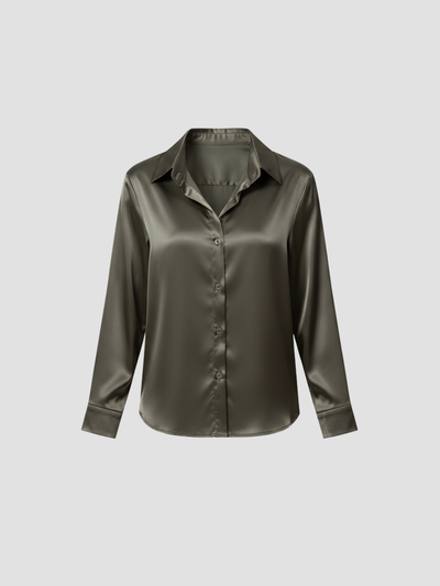 SOLENNE | BLUSA DE SATÉN PARA MUJER – ELEGANCIA ATEMPORAL CON ACABADO LUMINOSO