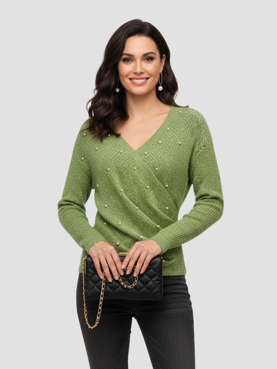 MARISEL | SUÉTER DE MANGA LARGA CON PERLAS – ENCANTO ENVOLVENTE Y CAÍDA ESBELTA