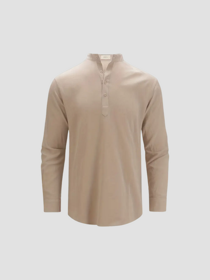DORADO | CAMISETA HENLEY LARGA | ESTILO CASUAL-ELEGANTE