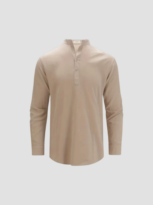 DORADO | CAMISETA HENLEY LARGA | ESTILO CASUAL-ELEGANTE