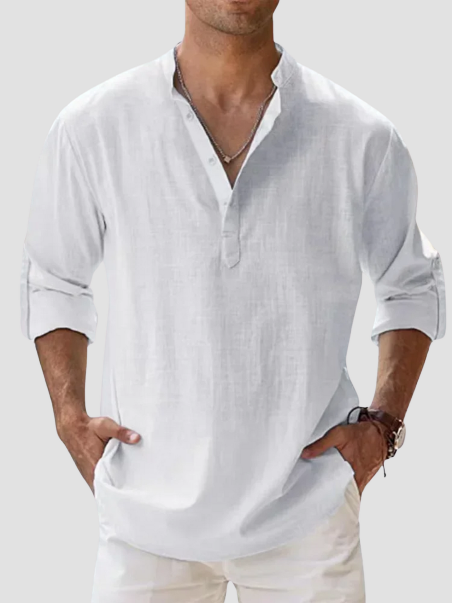 DORADO | CAMISETA HENLEY LARGA | ESTILO CASUAL-ELEGANTE