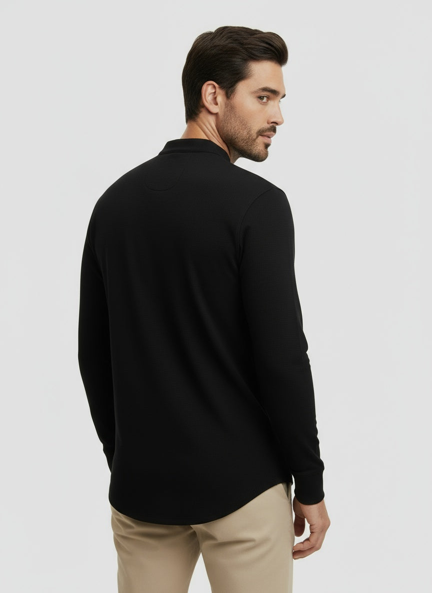 DORADO | CAMISETA HENLEY LARGA | ESTILO CASUAL-ELEGANTE