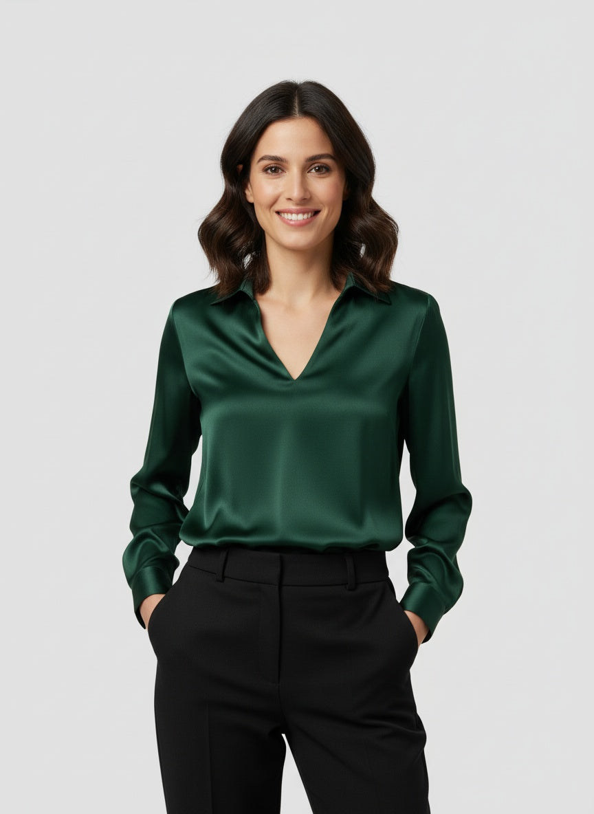 AURELIA | BLUSA DE SATÉN | SOFISTICACIÓN FLUIDA Y ESTILO ATEMPORAL