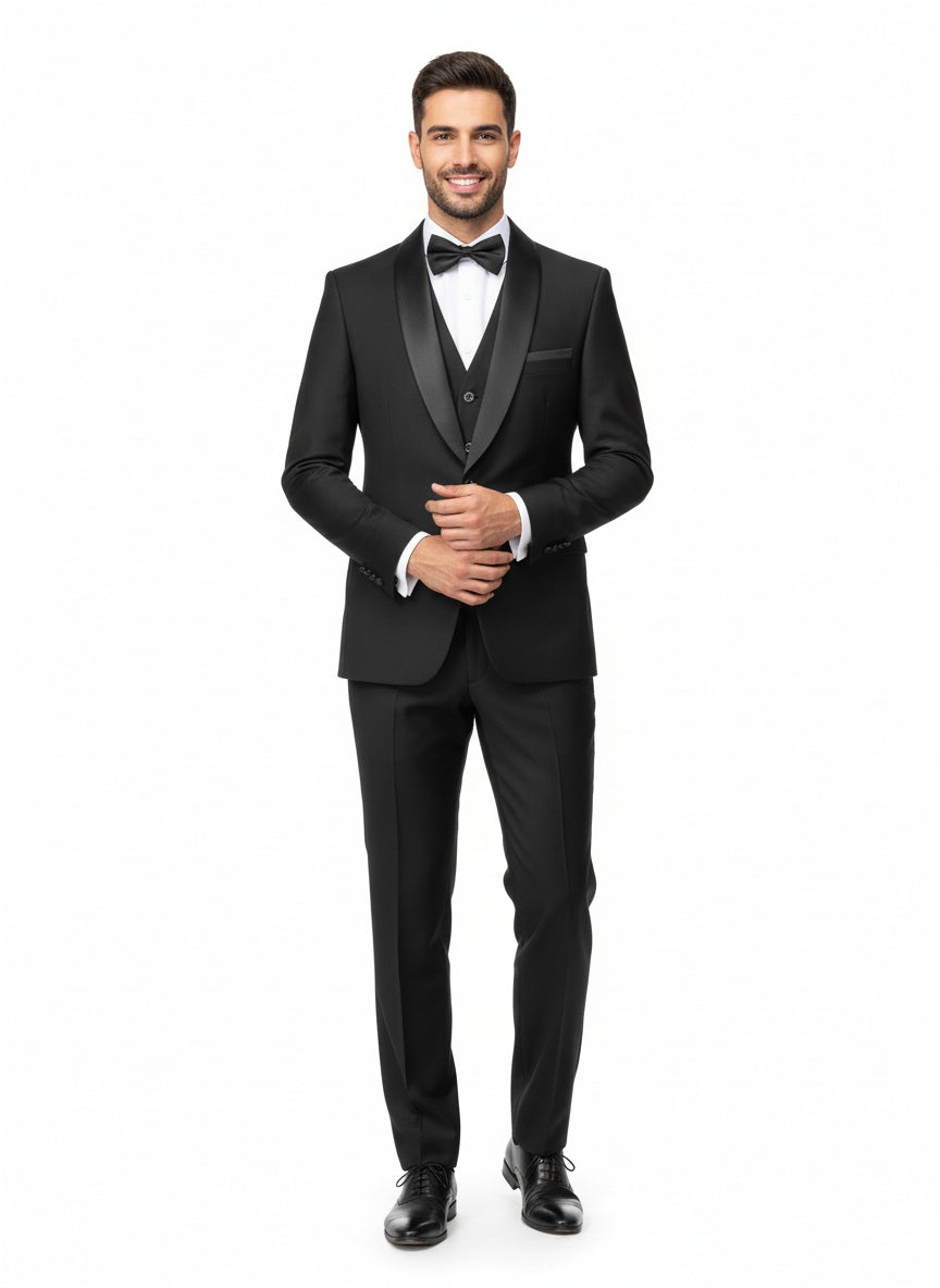 LEANDRO | TRAJE DE HOMBRE | SOLAPA SATINADA Y CORTE IMPECABLE
