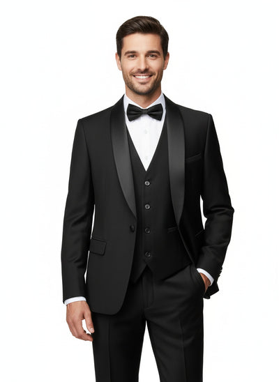 LEANDRO | TRAJE DE HOMBRE | SOLAPA SATINADA Y CORTE IMPECABLE