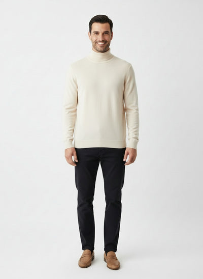 SAÚL | JERSEY DE CUELLO ALTO | LOOK MINIMALISTA Y VERSÁTIL