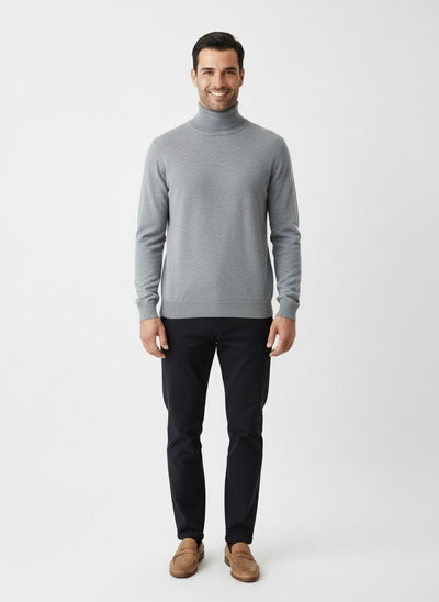 SAÚL | JERSEY DE CUELLO ALTO | LOOK MINIMALISTA Y VERSÁTIL