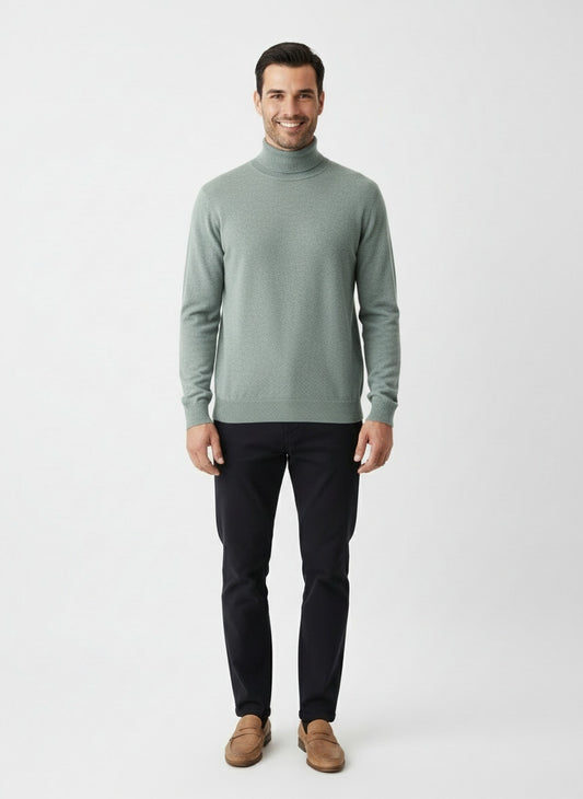 SAÚL | JERSEY DE CUELLO ALTO | LOOK MINIMALISTA Y VERSÁTIL