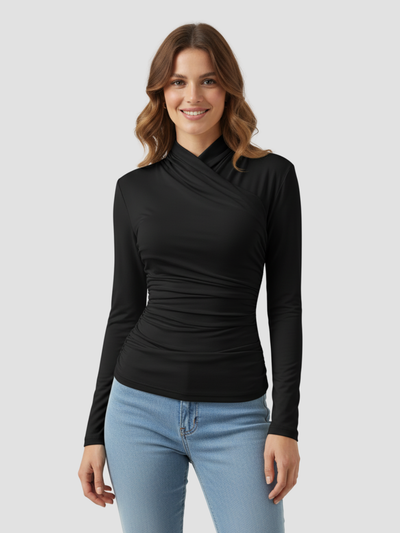 ZAFIRA | TOP CRUZADO DE MANGA LARGA PARA MUJER – ELEGANCIA ESCULPIDA Y COMODIDAD DURADERA