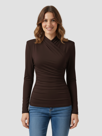 ZAFIRA | TOP CRUZADO DE MANGA LARGA PARA MUJER – ELEGANCIA ESCULPIDA Y COMODIDAD DURADERA